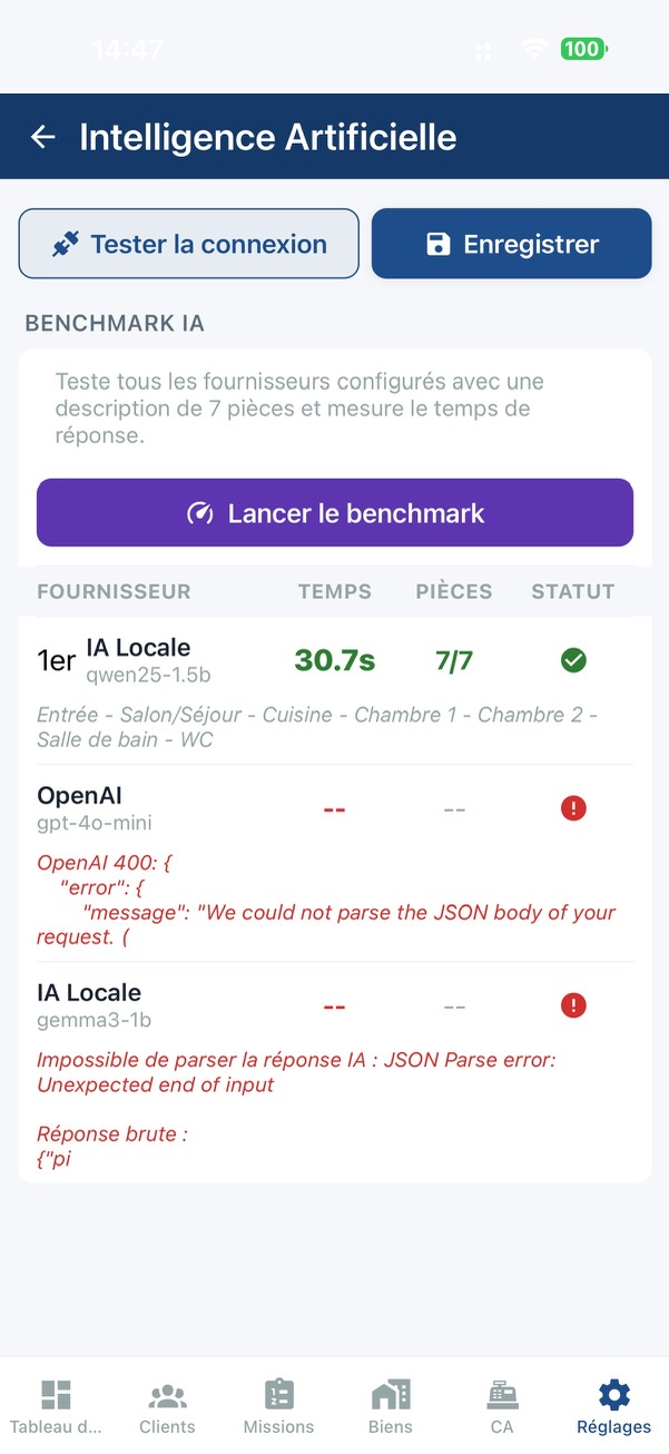 Intelligence artificielle — Benchmark des fournisseurs IA sur iPhone DiagMobile