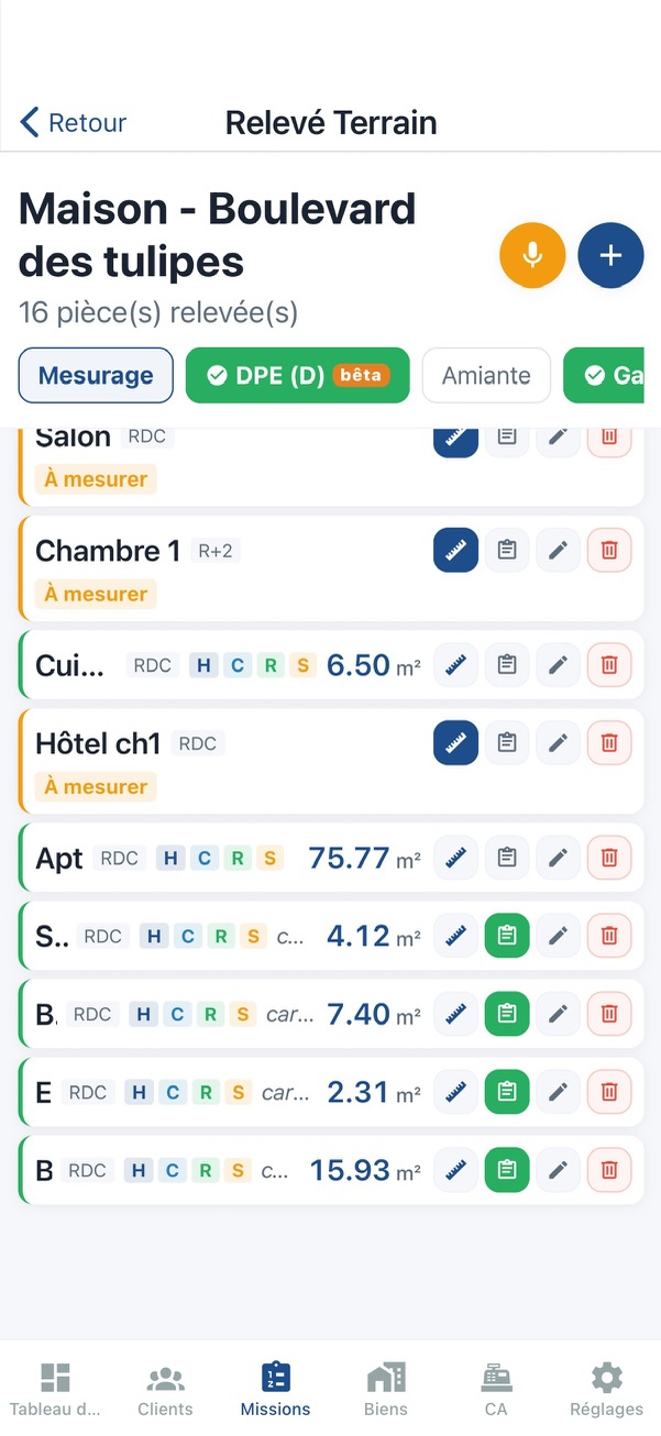 Relevé Terrain — Mesurage, DPE, Amiante et Gaz dans un même dossier DiagMobile