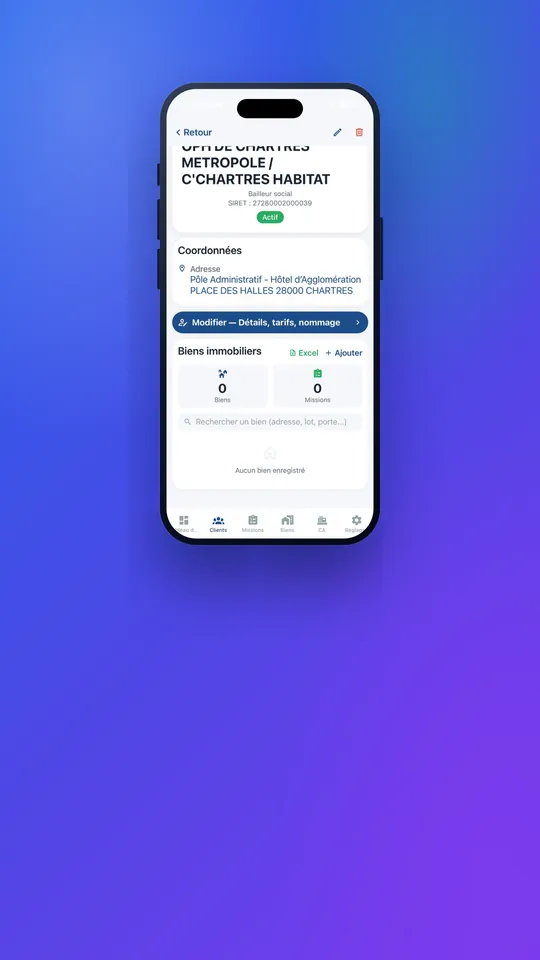 Fiche client — DiagMobile sur mobile