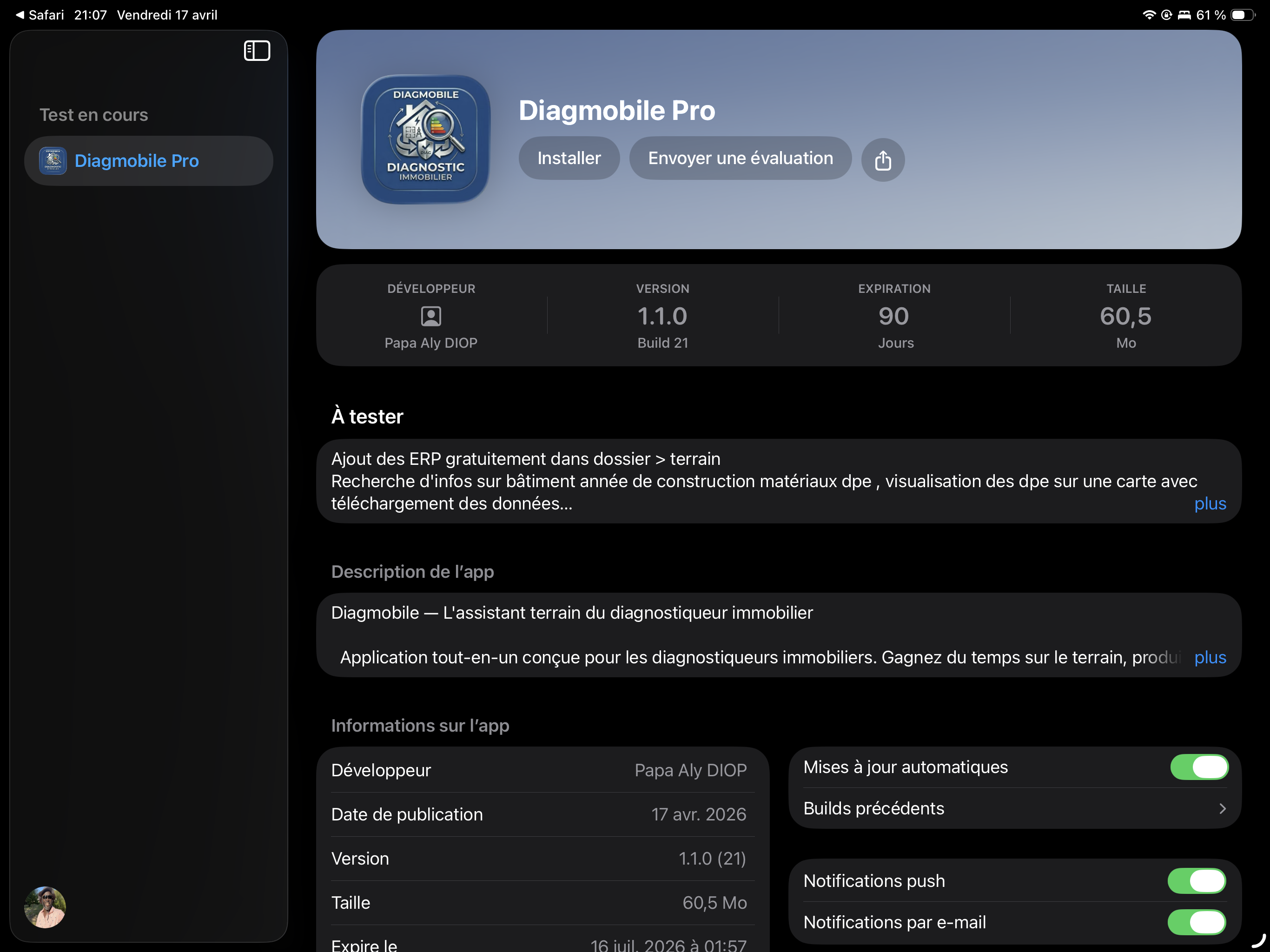 Installation DiagMobile via TestFlight
