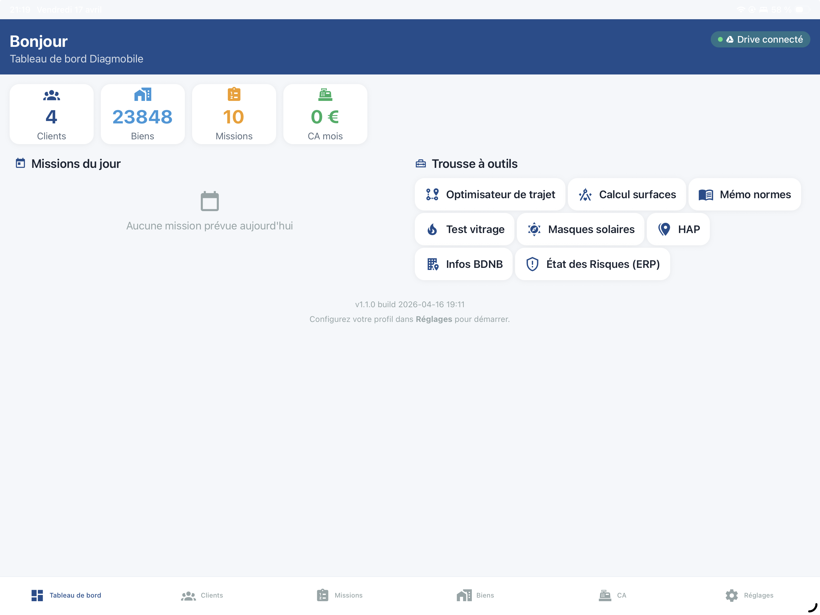 Tableau de bord DiagMobile