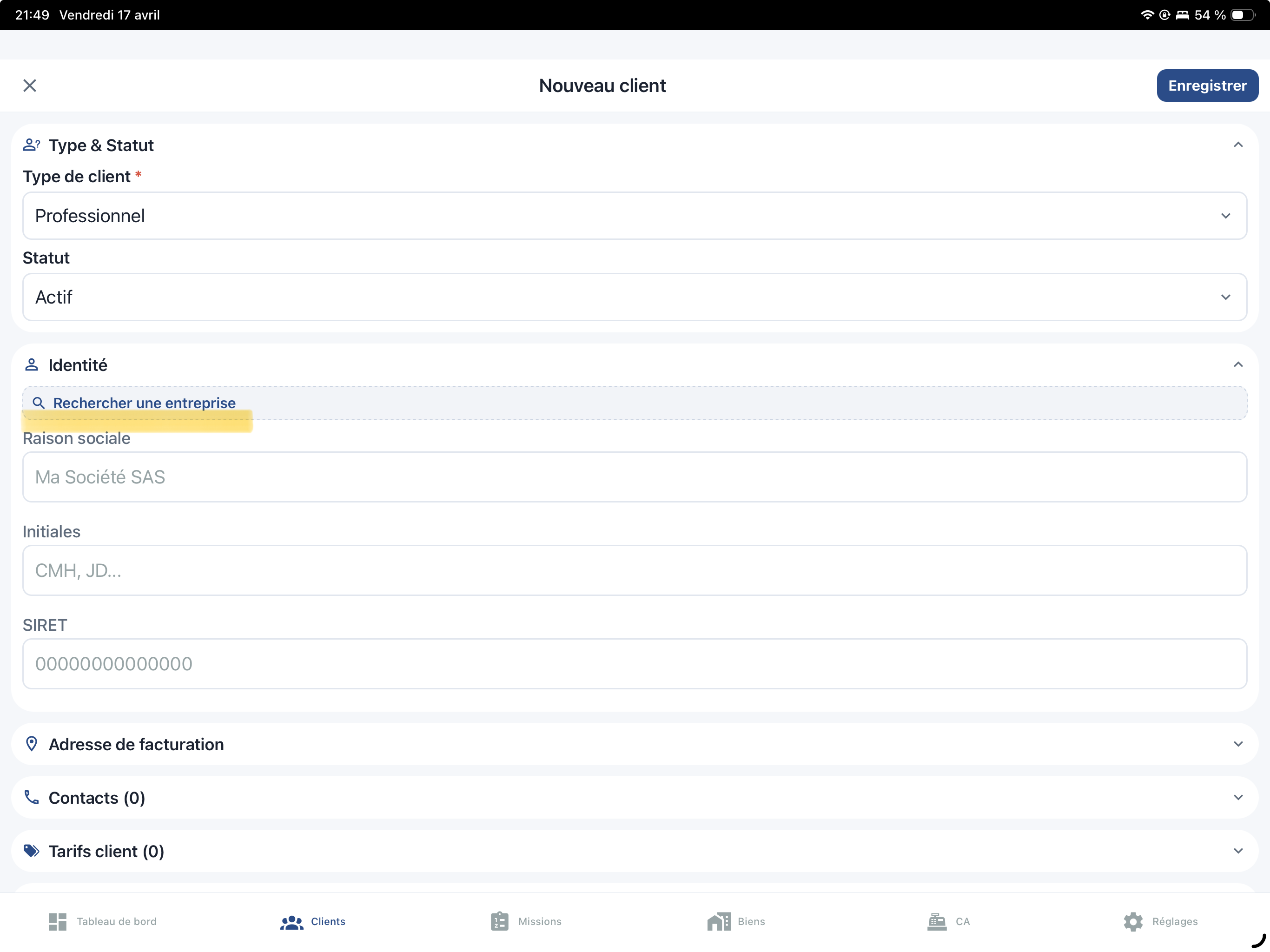 Fiche client complète dans DiagMobile