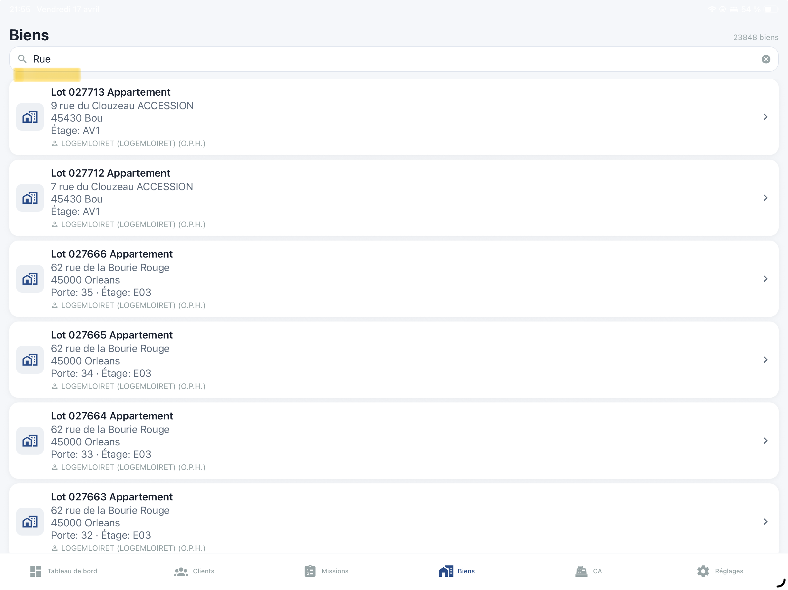 Autocomplétion d'adresse lors de la création du bien