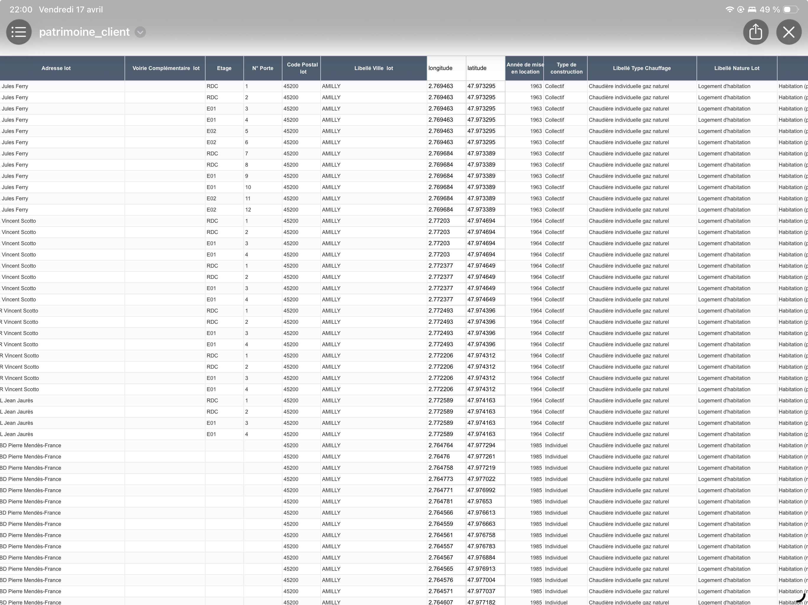 Exemple de fichier Excel patrimoine importable