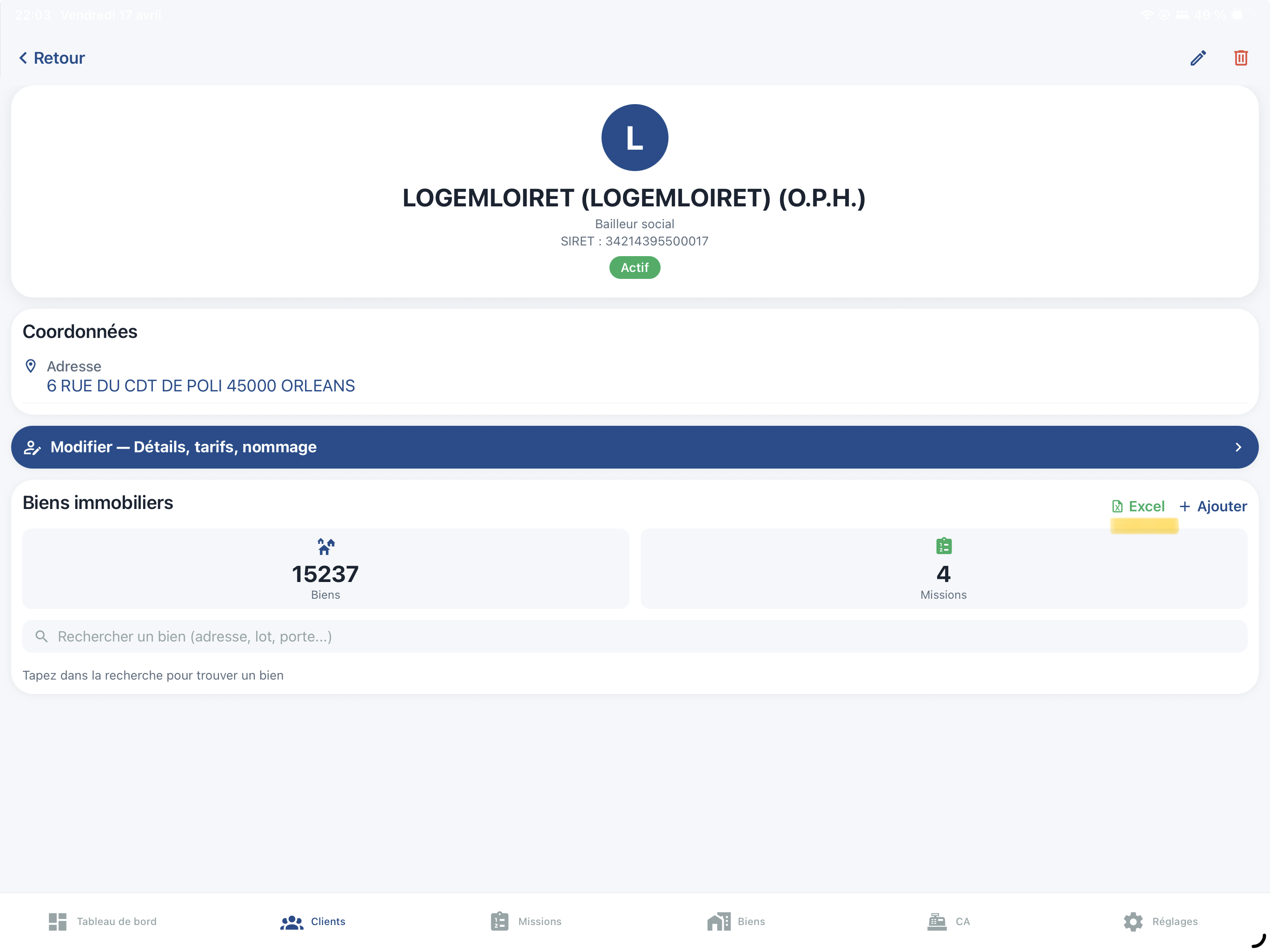 Bouton d'import patrimoine sur le site web DiagMobile